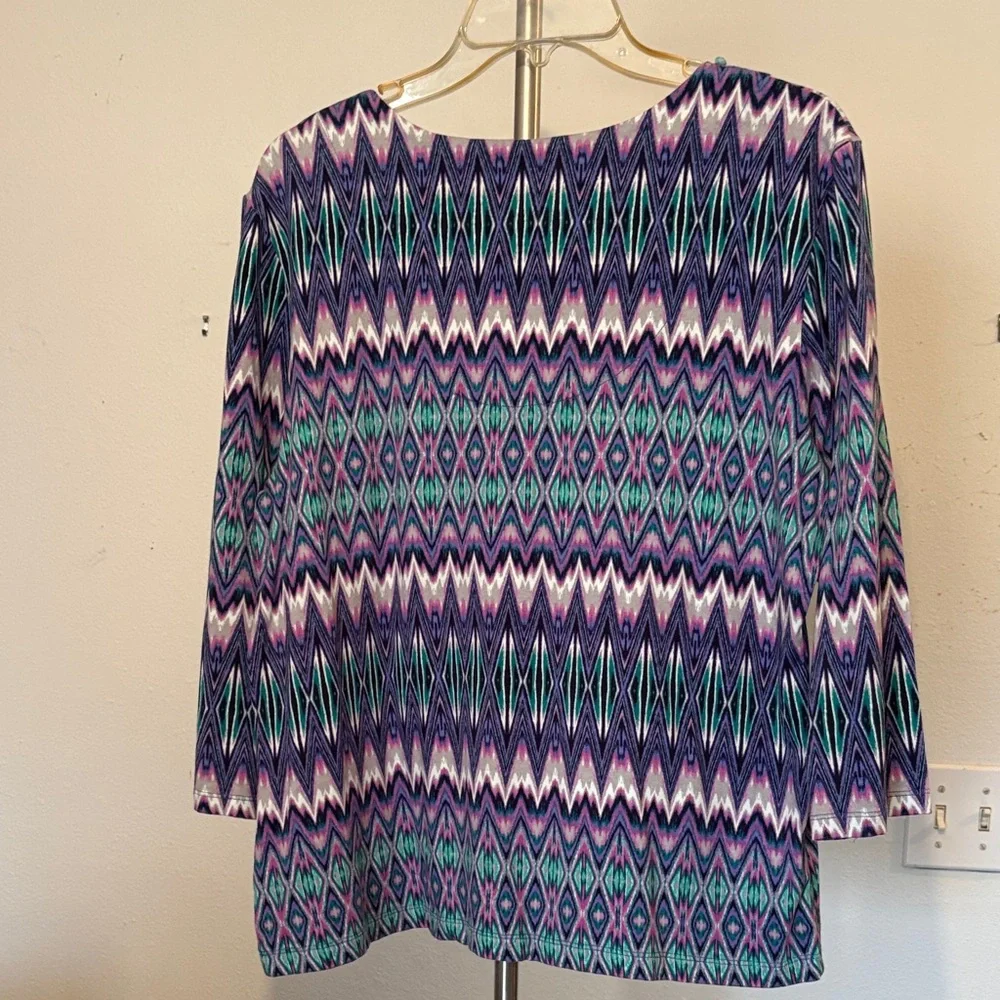 Ruby Rd. Multicolor Geometric Blouse - Picture 2 of 3